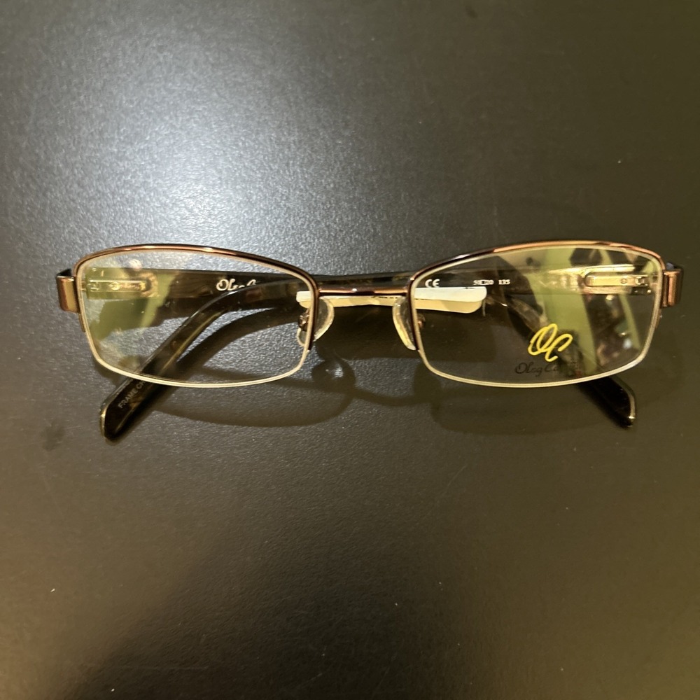 Oleg Cassini Eyeglasses Frame OCO341WM Dk Brown Metal Women's Half Rim 50-20-135
